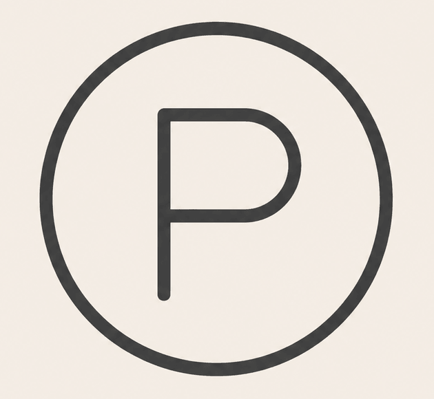 Parkplatz Icon mit hellem Hintergrund ewig leben
